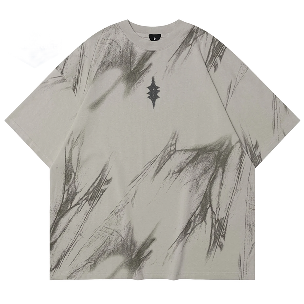 'Spectral' Abstract Print Oversized Cotton T-Shirt