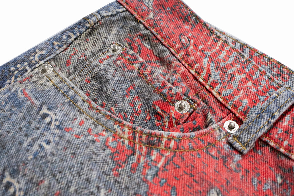 CLOUT COLLECTION ™ | Archive Paisley Print Straight Fit Denim Jeans