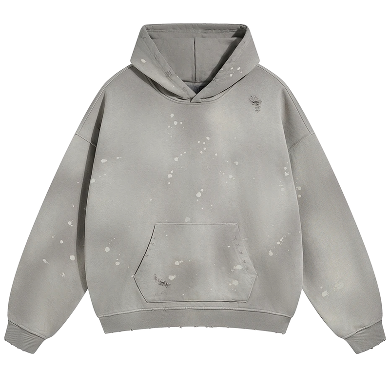 Vintage Loose Fit Cotton Hoodie with Paint Splatter