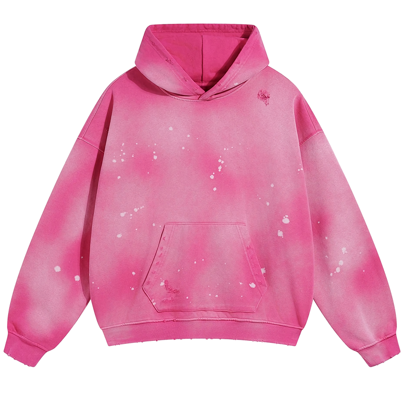 Vintage Loose Fit Cotton Hoodie with Paint Splatter
