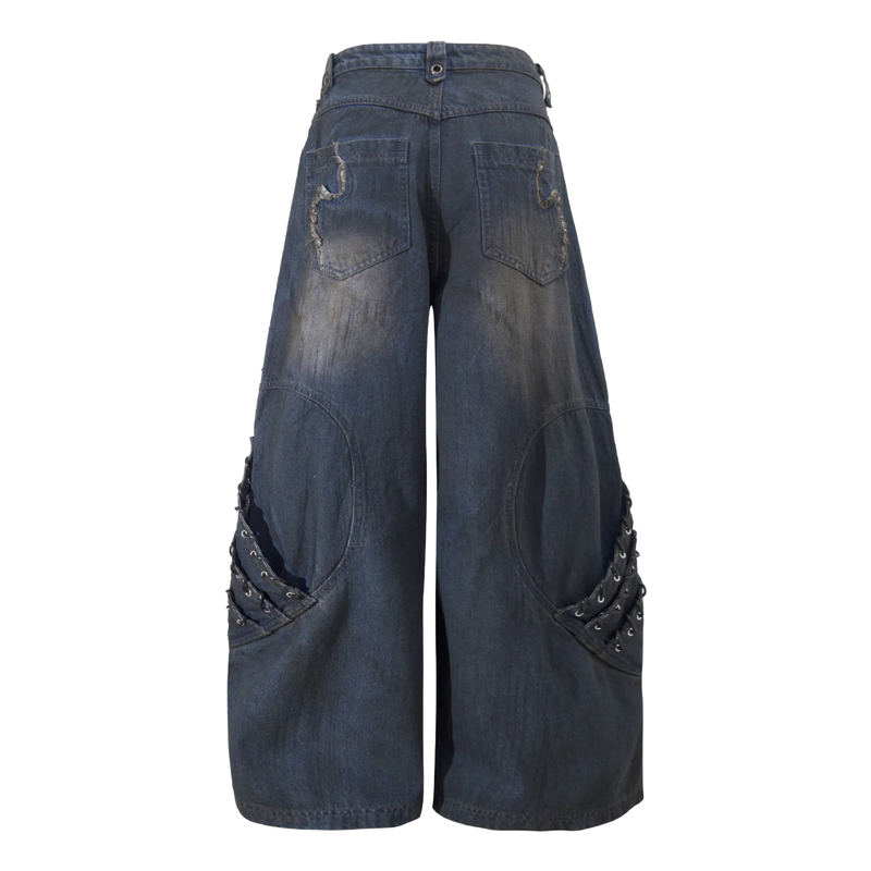 CLOUT COLLECTION ™ | 'Rift' Baggy Denim Jeans with Torn Patchwork