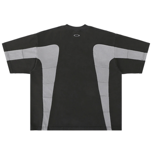 'Obsidian' Oversized Cotton T-Shirt with Contrast Mesh Panel