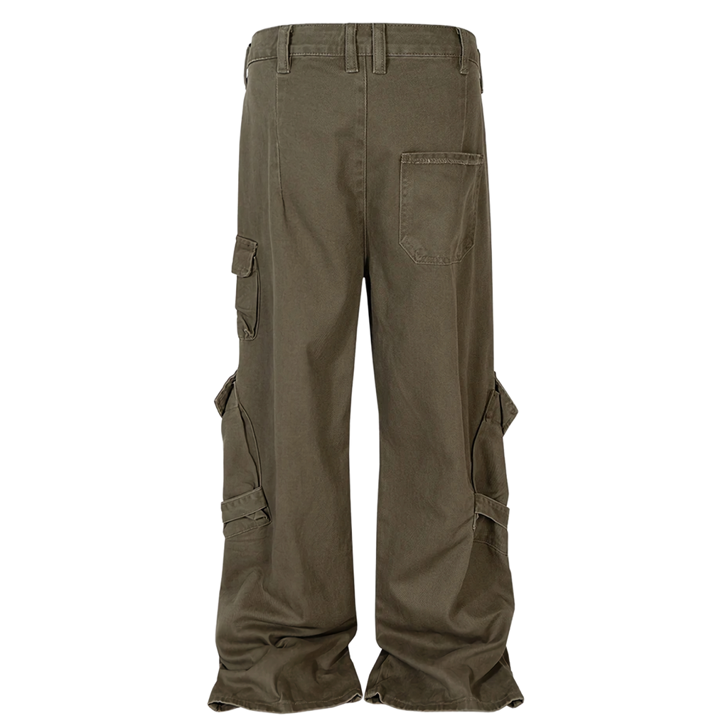 'Rover' Wide Leg Khaki Cargo Pants