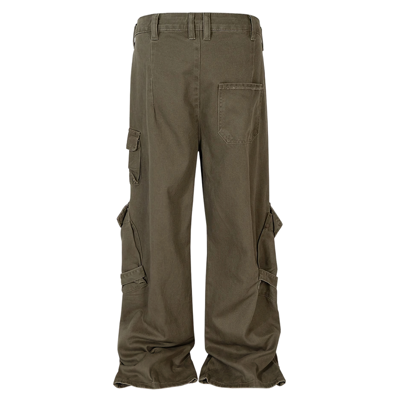 ‘Rover' Wide Leg Khaki Cargo Pants