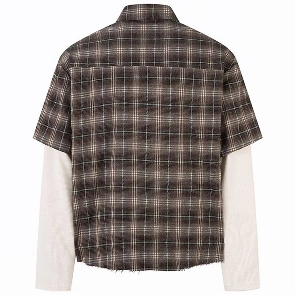 'Strata' Plaid Layered Long Sleeve Button Up