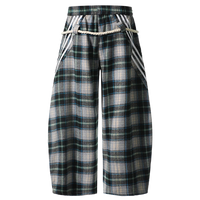 Plaid Lounge Pants with Braided Hemp Rope Belt