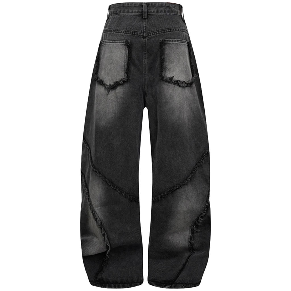 'Torrent' Frayed Wide Leg Denim Jeans