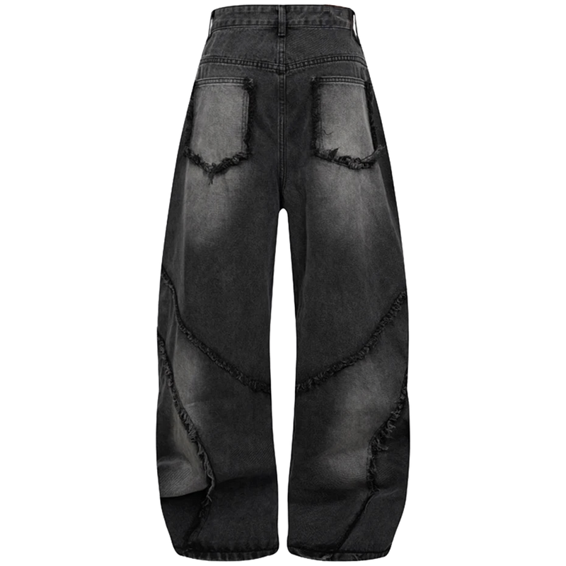 'Torrent' Frayed Wide Leg Denim Jeans