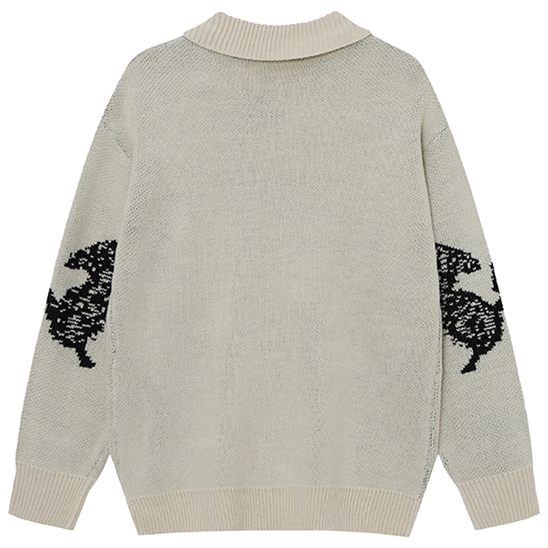 'Hypnos' Collared Quarter-Button Knit Sweater