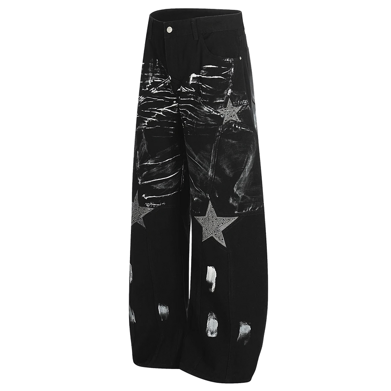 'Scintilla' Painted Wide Leg Denim Jeans