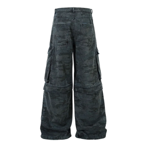 Urban Camo Wide Leg Denim Cargo  Pants