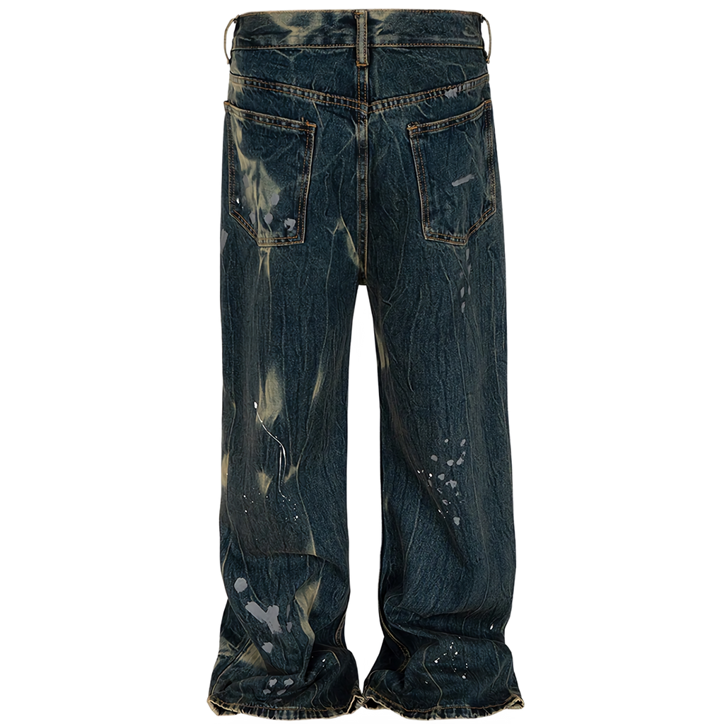 Abstract Acid Wash Vintage Denim Jeans