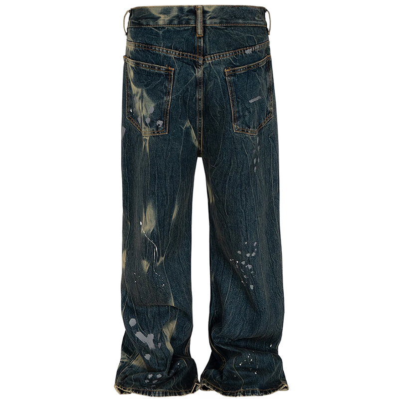 Abstract Acid Wash Vintage Denim Jeans