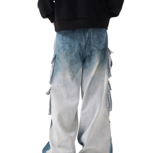 'Black Ice' Gradient Wash Utility Cargo Pants