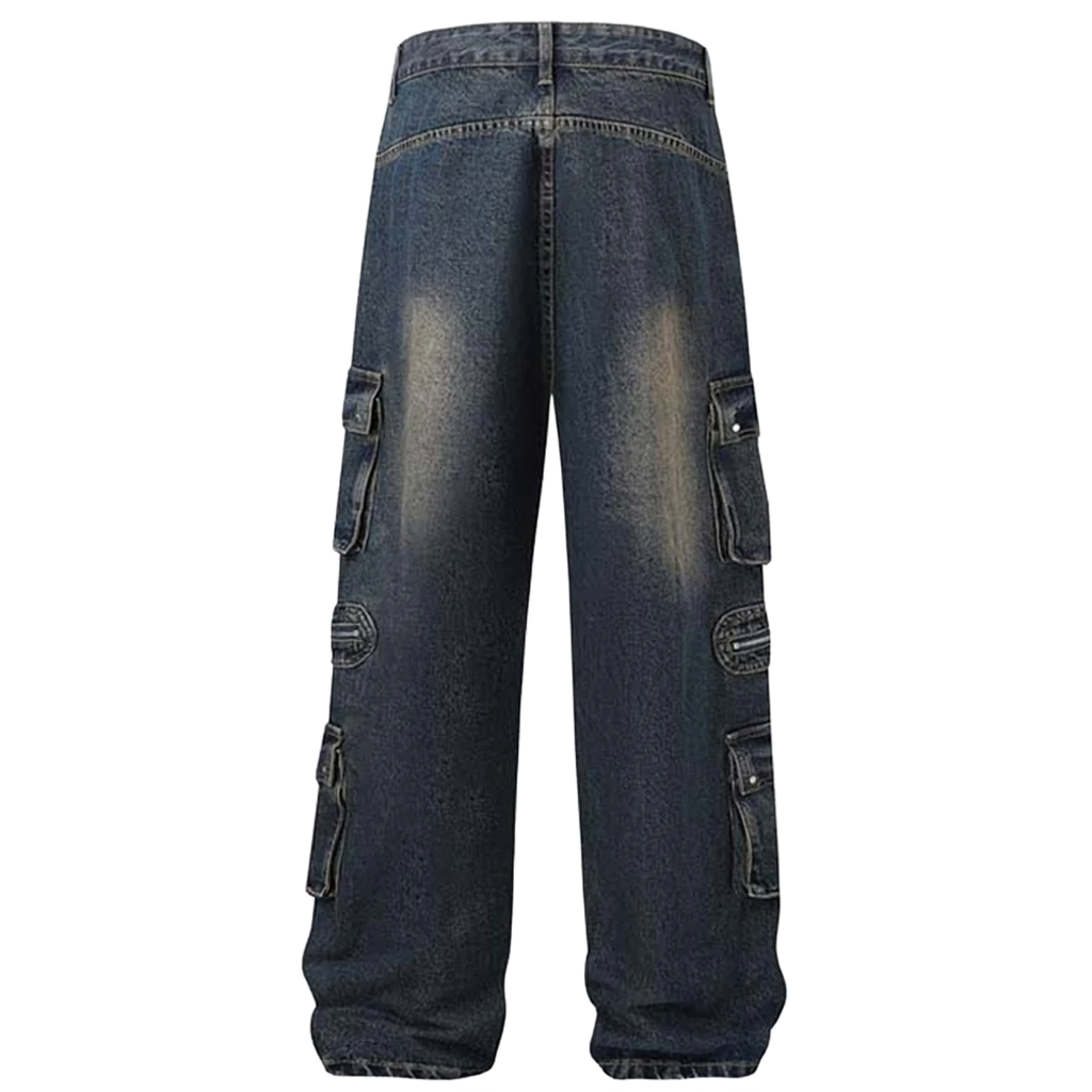 'Arc' Curved Seam Denim Cargo Jeans