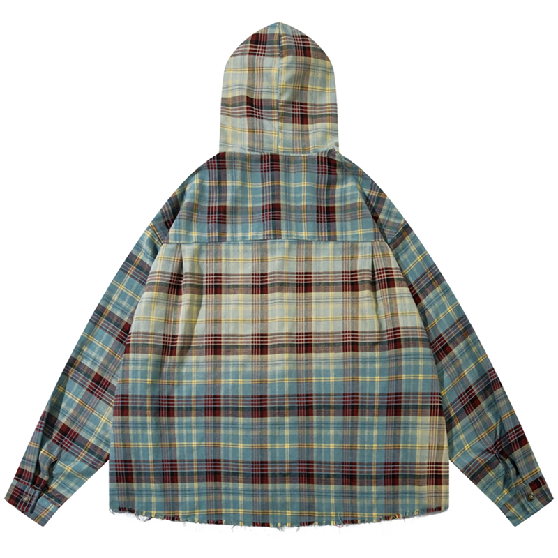 Vintage Wash Flannel Button Up with Hood
