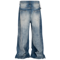 'Haze' Faded Wash Wide Leg Distressed Denim Jeans