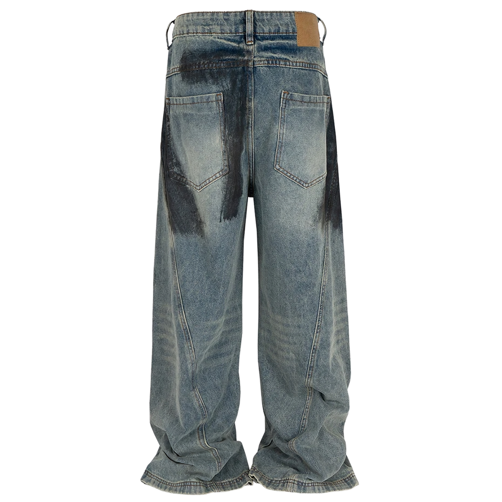 'Havoc' Distressed Wide Leg Denim Jeans