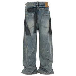 'Havoc' Distressed Wide Leg Denim Jeans