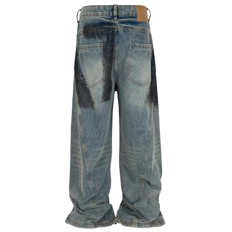 'Havoc' Distressed Wide Leg Denim Jeans