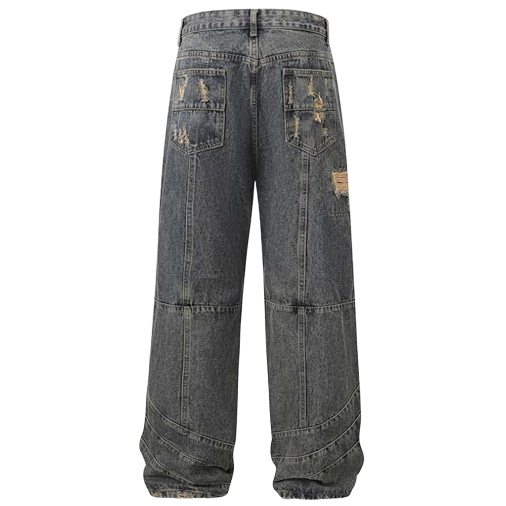 Extreme Aesthetic Shredded Wide Leg Denim Jeans