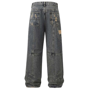 Extreme Aesthetic Shredded Wide Leg Denim Jeans