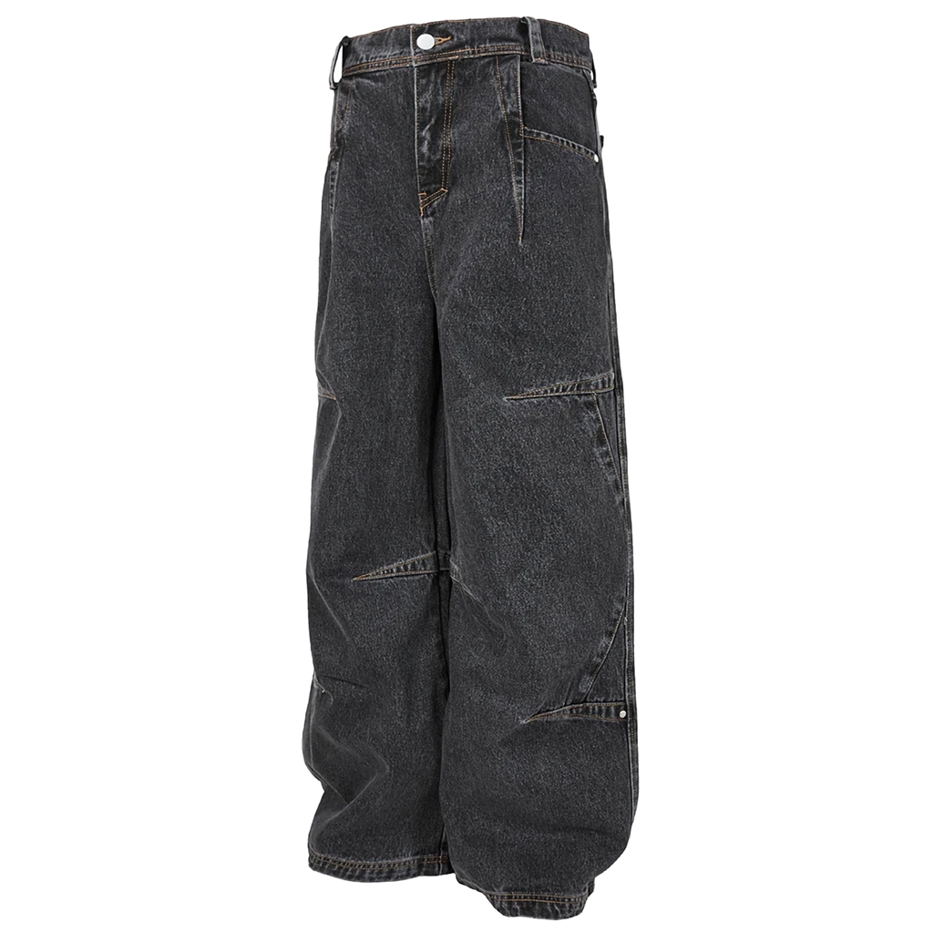 'Nyx' Charcoal Shadow Wash Oversized Denim Jeans