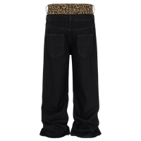 'Instinct' Leopard Waist Black Denim Jeans