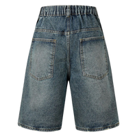 Wide Leg Webbed Denim Shorts