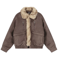 'Kodiak' Relaxed Suede-Touch Fur Trim Jacket