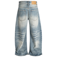 Light Wash Distressed Wide Leg Denim Jeans