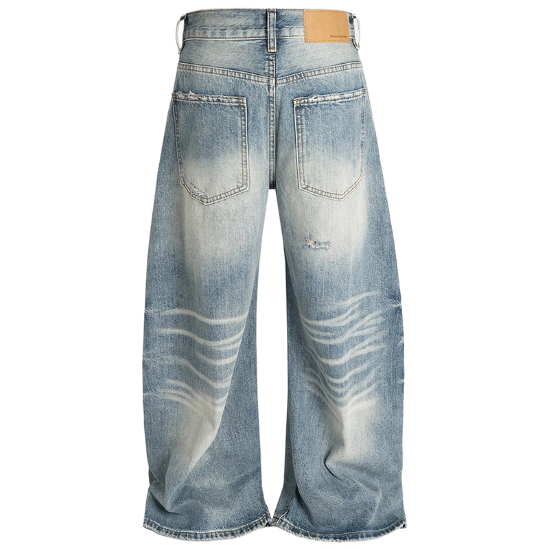 Light Wash Distressed Wide Leg Denim Jeans
