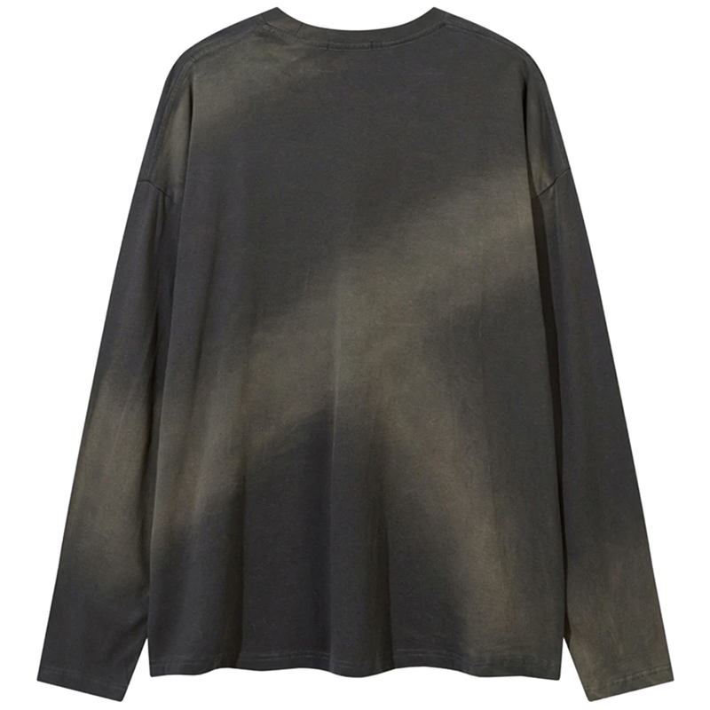 'Shadow' Abstract Print Long Sleeve Cotton Tee