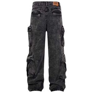 'Vanguard' Oversized Stonewash Denim Cargo Jeans