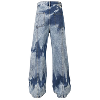 Acid Wash Wide Leg Denim Cargo Jeans