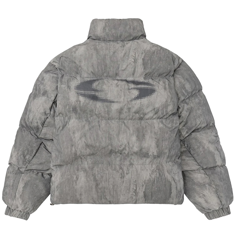 'Mist' Embossed Graphic Print Puffer Jacket