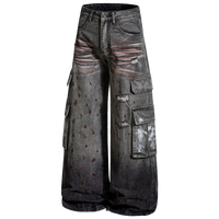 'Overspray' Distressed Wide Leg Cargo Jeans
