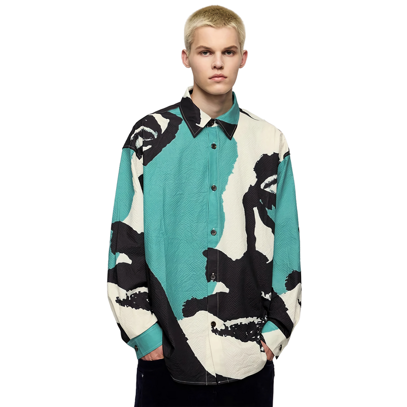 'Expression' Abstract Long Sleeve Button Up