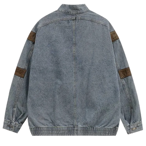 'Nomad' Leather Panel Denim Cargo Jacket