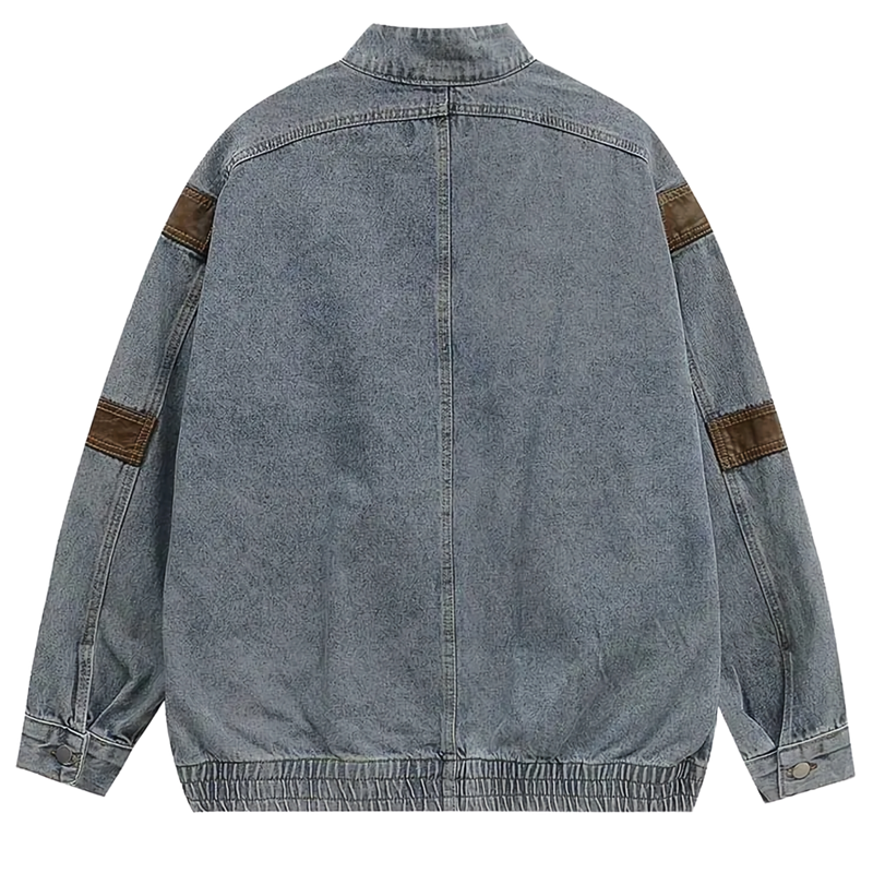 'Nomad' Leather Panel Denim Cargo Jacket