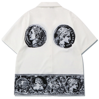 'Fortune' Tetradrachm Print Short Sleeve Button Up