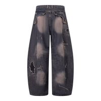 'Ruin' Charcoal Wash Distressed Wide Leg Denim Jeans