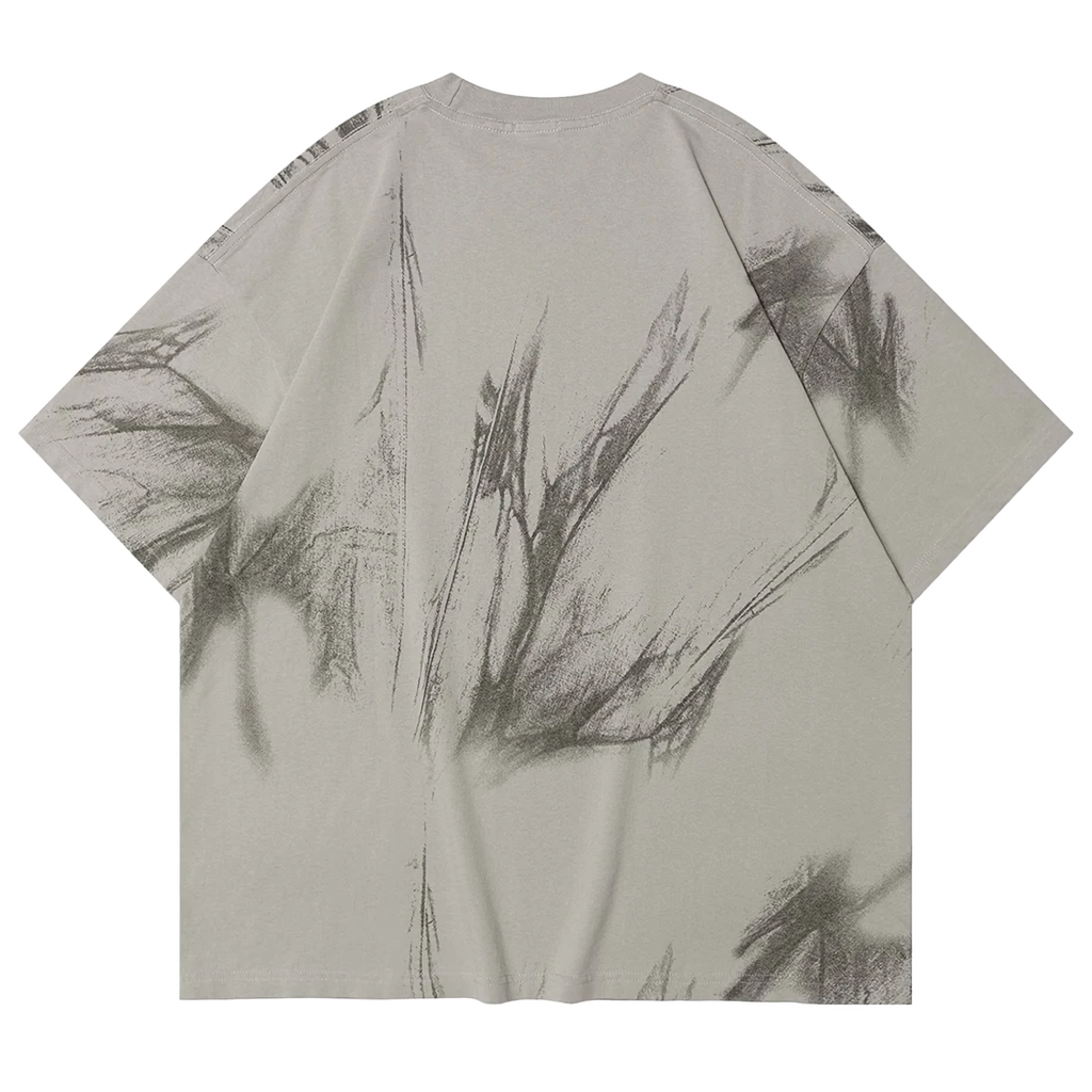 'Spectral' Abstract Print Oversized Cotton T-Shirt