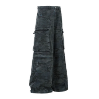 Urban Camo Wide Leg Denim Cargo  Pants