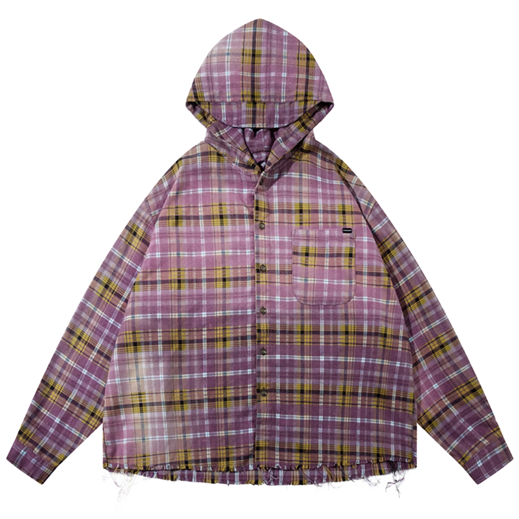 Vintage Wash Flannel Button Up with Hood