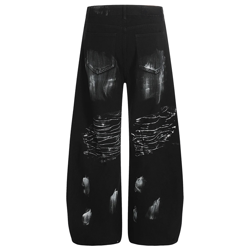 'Scintilla' Painted Wide Leg Denim Jeans