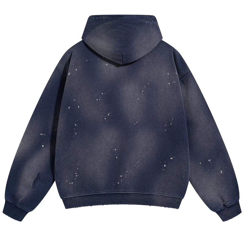 Vintage Loose Fit Cotton Hoodie with Paint Splatter