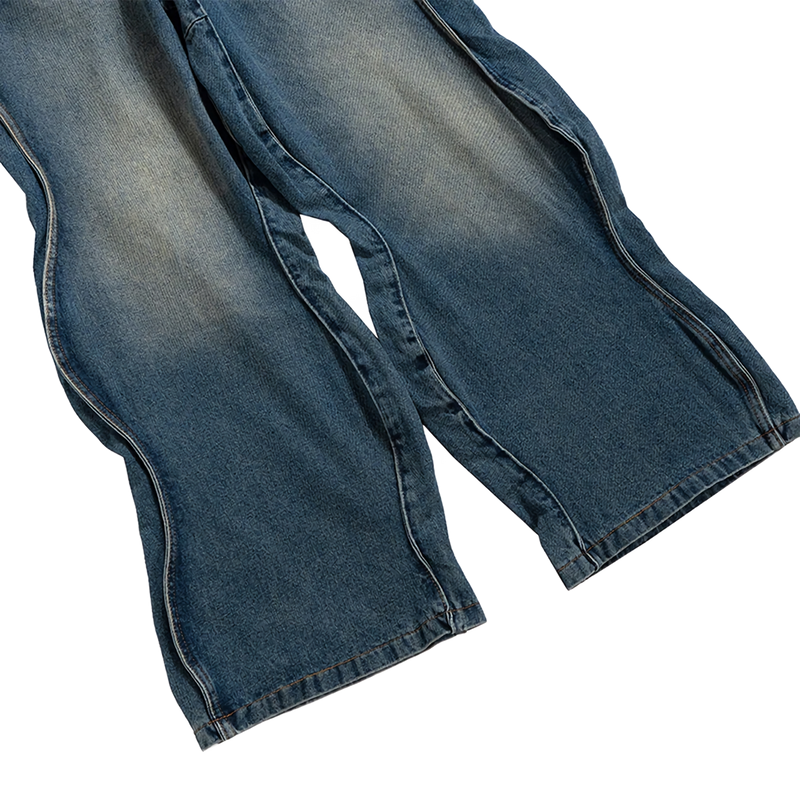 'Tide' Wave-Hem Flared Denim Jeans