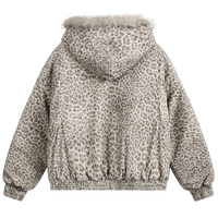 'Snow Leopard' Fur Trim Insulated Zip Up Hoodie