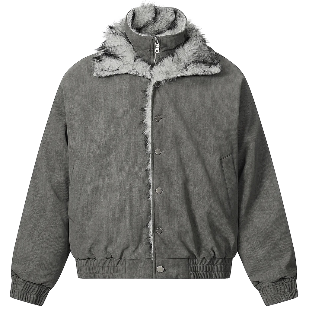 'Metro' High Collar Fur Trim Jacket